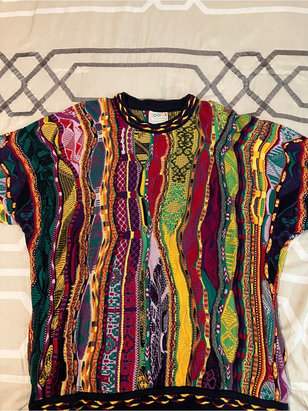 90’s Colorful Multicolor Coogi-Style Knit Sweater popping colors